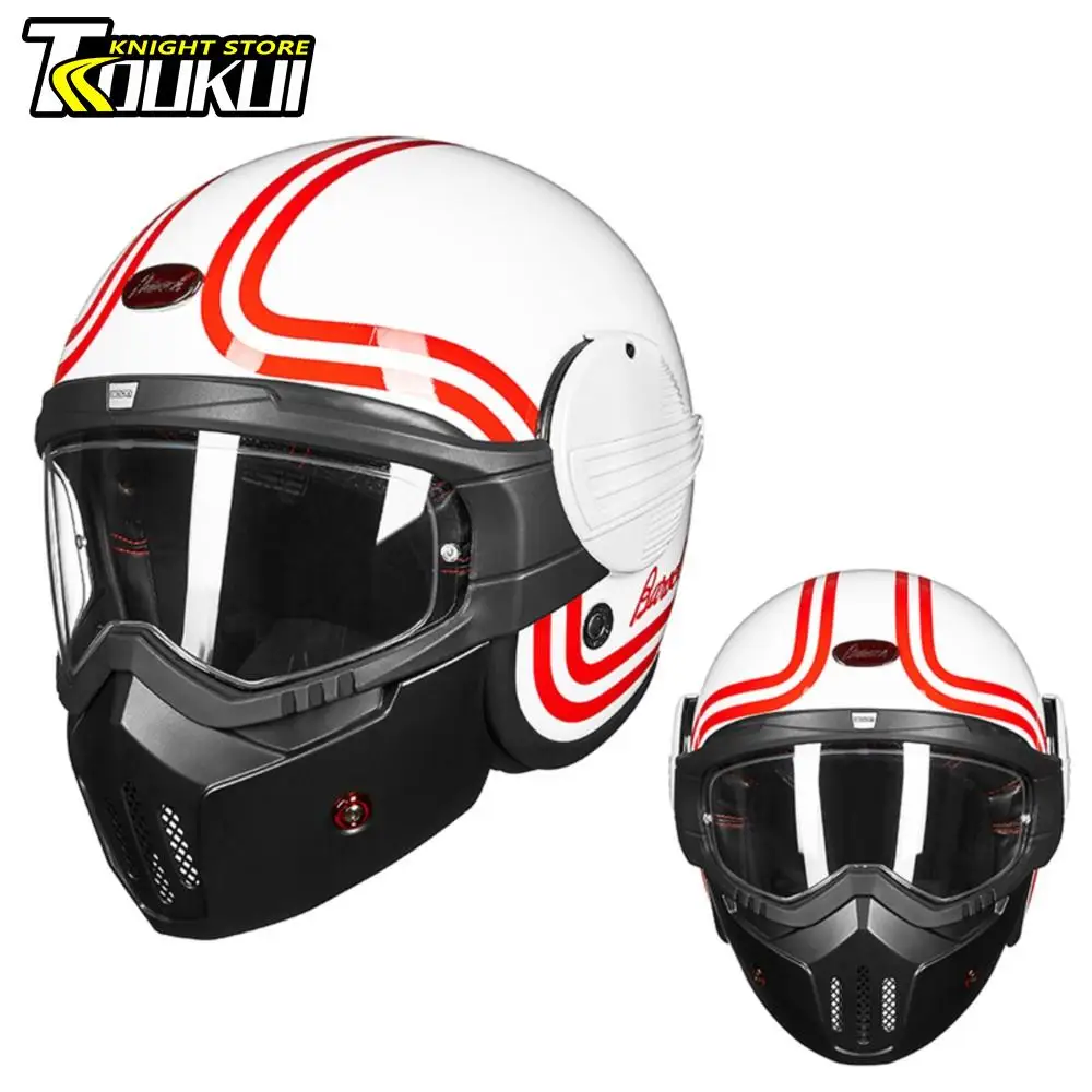 Casco Moto Retro Casco Moto Casco Modulare Classico Casco Aperto Flip Up Capacete De Moto Scooter Casco Da Ciclismo