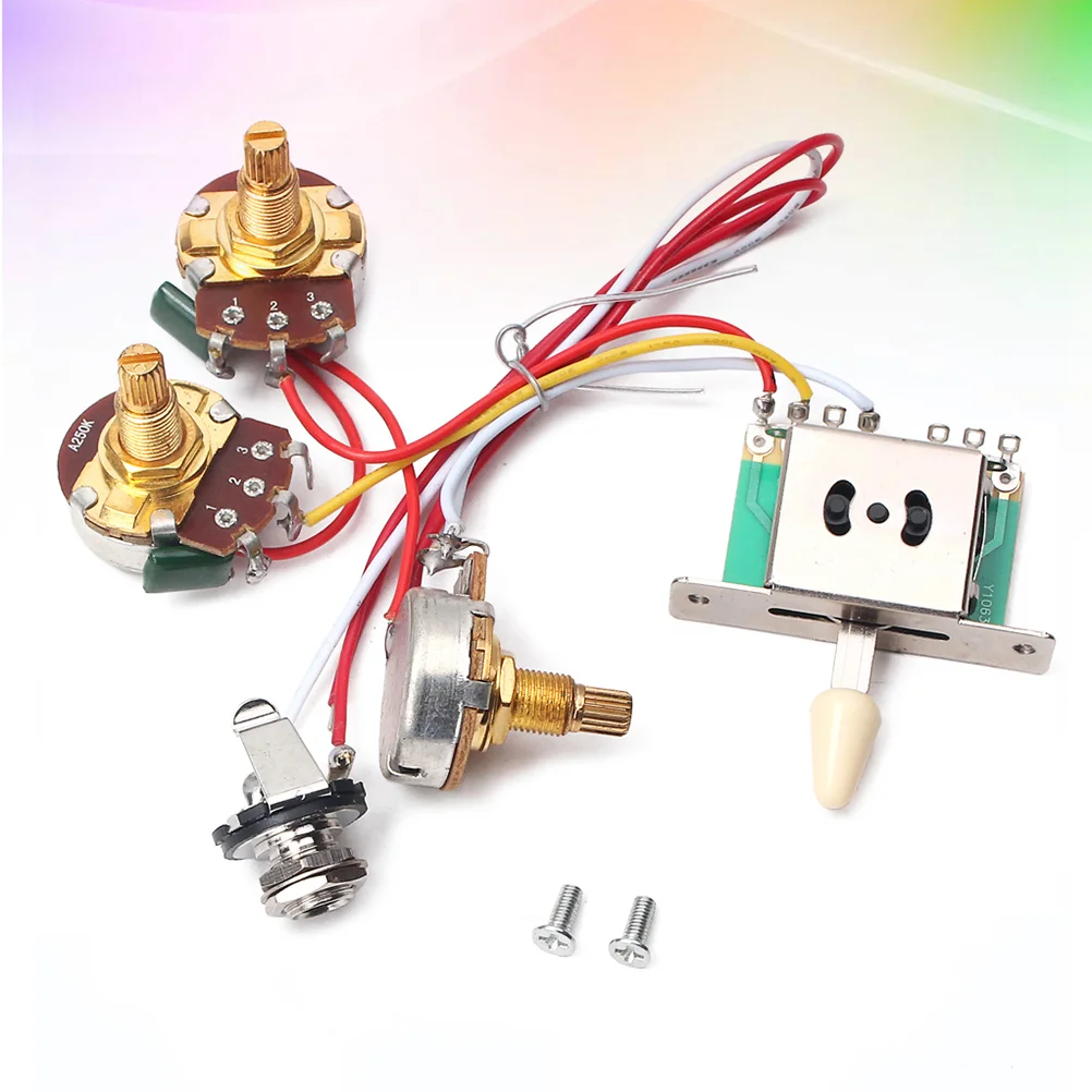 

5-ходовой переключатель 1T1V громкость тональный Pot Jack 250K потенциометр Предварительно проводной жгут проводов