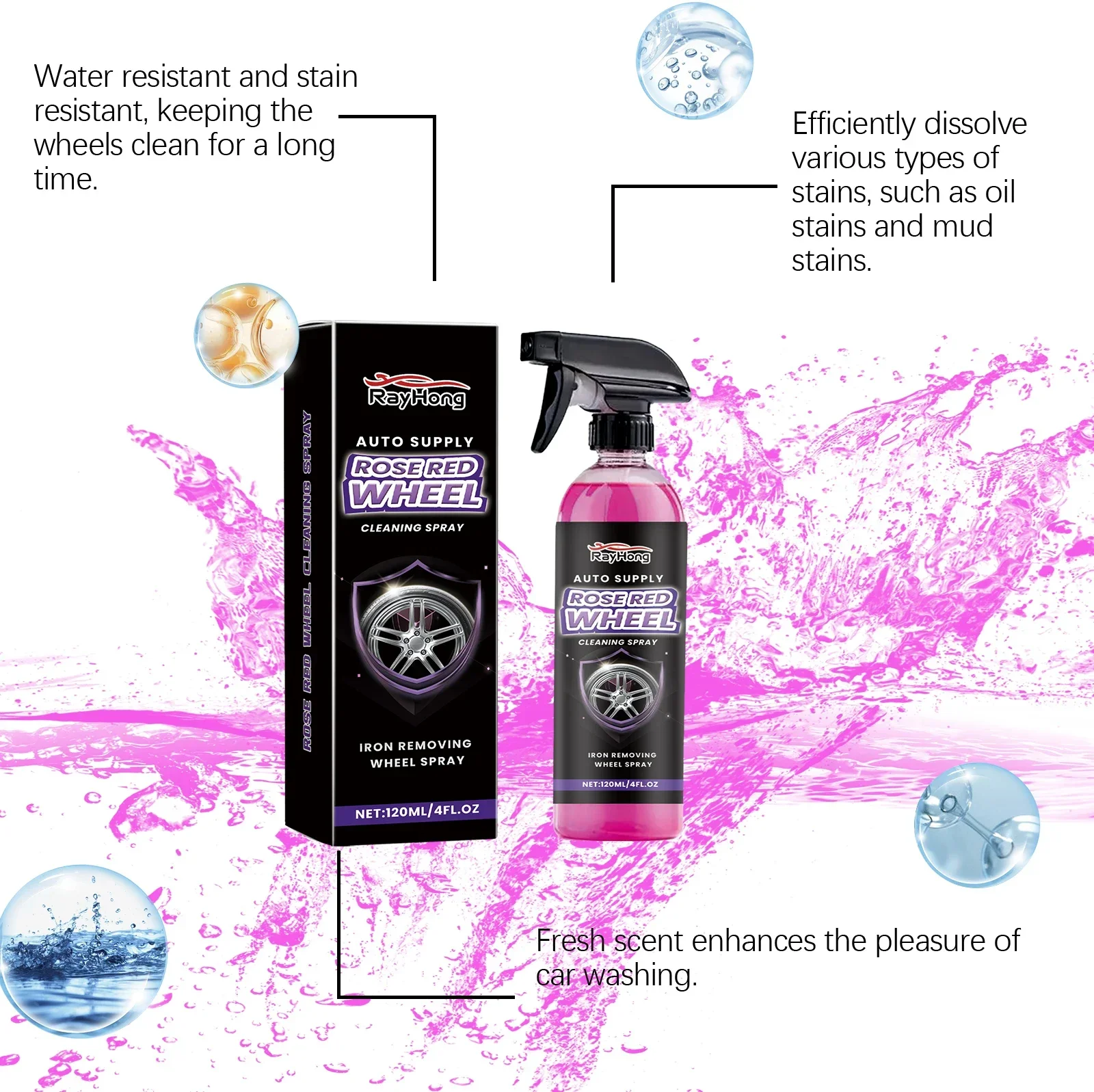 Tire Cleaner Spray 120ml Car Wheel Cleaner For Tires Long-Lasting Wheel Care Products Rim Cleaner Spray For Vehicles Trucks RVs