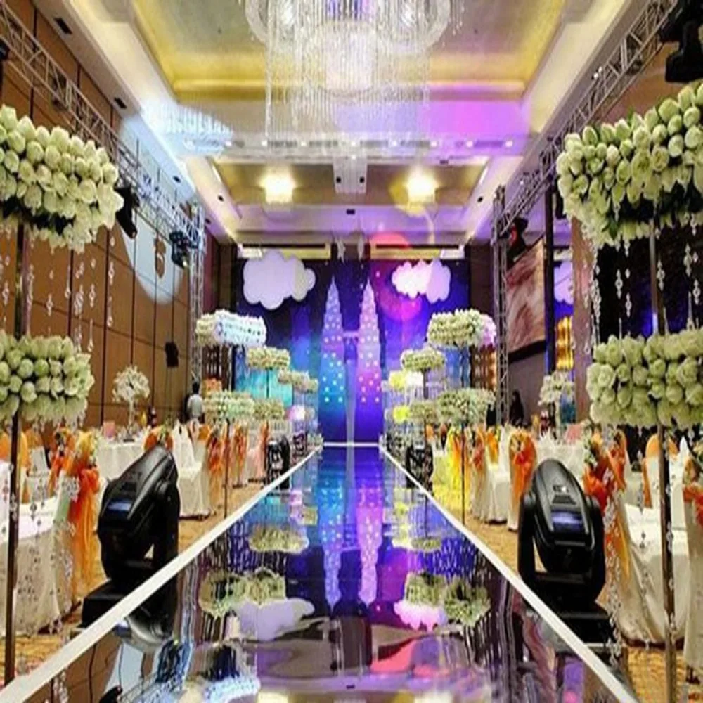 1M Wide 20m Per Lot 1m Wide Shine Silver Mirror Carpet Aisle Runner Dance Floor Mat For Romantic Wedding Favors Party Decoration