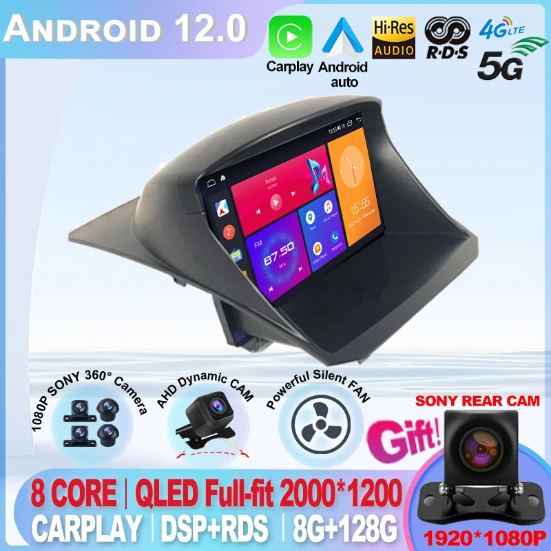 Per Ford Fiesta 2009-2017 Autoradio Android 12.0 2 Din Multimedia Stereo Carplay Navigazione Gps Per Auto Senza Lettore Dvd