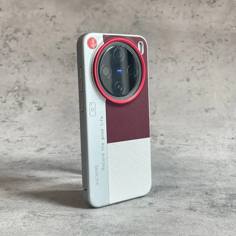 Elegant Vertical Striped Leather Case with Camera-Style Protection and Shockproof Bumper