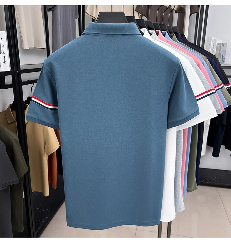 Fashion puppy embroidery men's short sleeve polo shirt luxury brand striped decoration summer breathable business casual T-shirt 16 S83d17f070e3c41cc8879bd62b90e43f9N