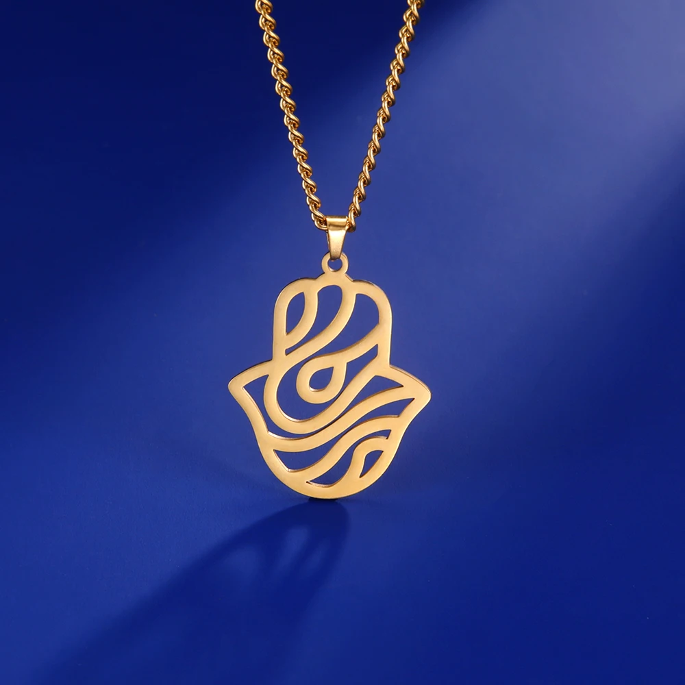 Dawapara Vintage filigrane Hamsa Hand von Fatima Stern von David Hexagramm Halskette viel Glück Erfolg Amulett Schmuck Edelstahl – Detail 23