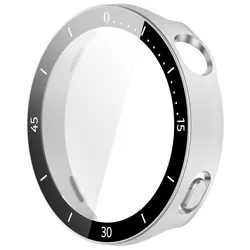 Tempered PC Protective Case with Full Coverage Screen Protector - Anti - Scratch Cover Shell (Silver - 41MM)