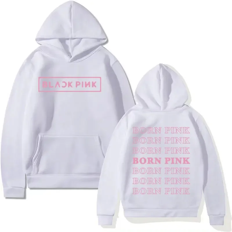 Black Pink Graphic hoodie men Fashion Aesthetic Harajuku Kpop Streetwear y2k clothes Sweatshirt fall/winter Fleece pullover male 5