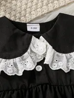 2024 Baby Gilrs Black Doll Collar With Lace For 6M-3Y Vintage European and American style Dress 3