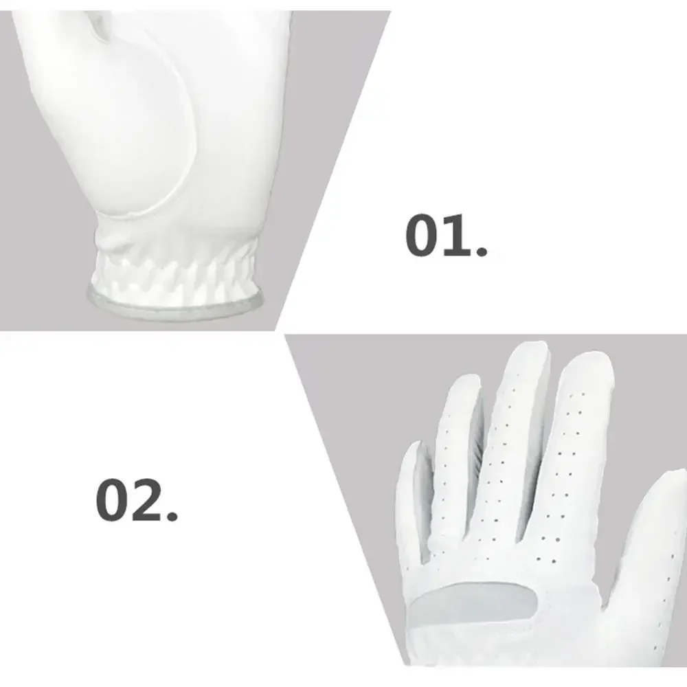 1 Pcs Men's Left Hand Golf Glove Right Hand Micro Soft Fiber Breathable Mens Golf Gloves White Color 3
