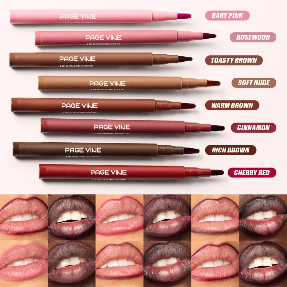 Wasserfester, matter Lipliner-Stift, roter Konturen-Lippenstift, langanhaltend, nicht klebend, feuchtigkeitsspendend, 8 Farben, samtig_voghion.com