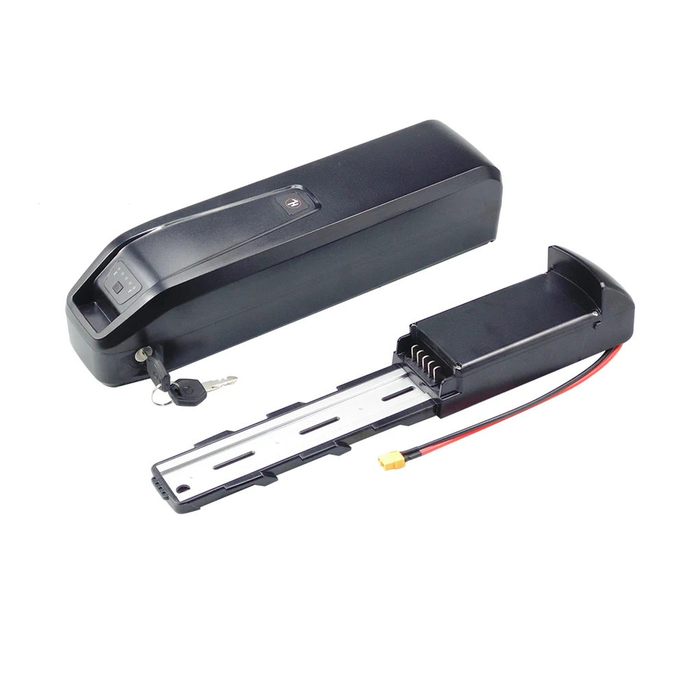 Removable black 48V ebike battery showing lock cylinder and keys for Funhang EB S1 models