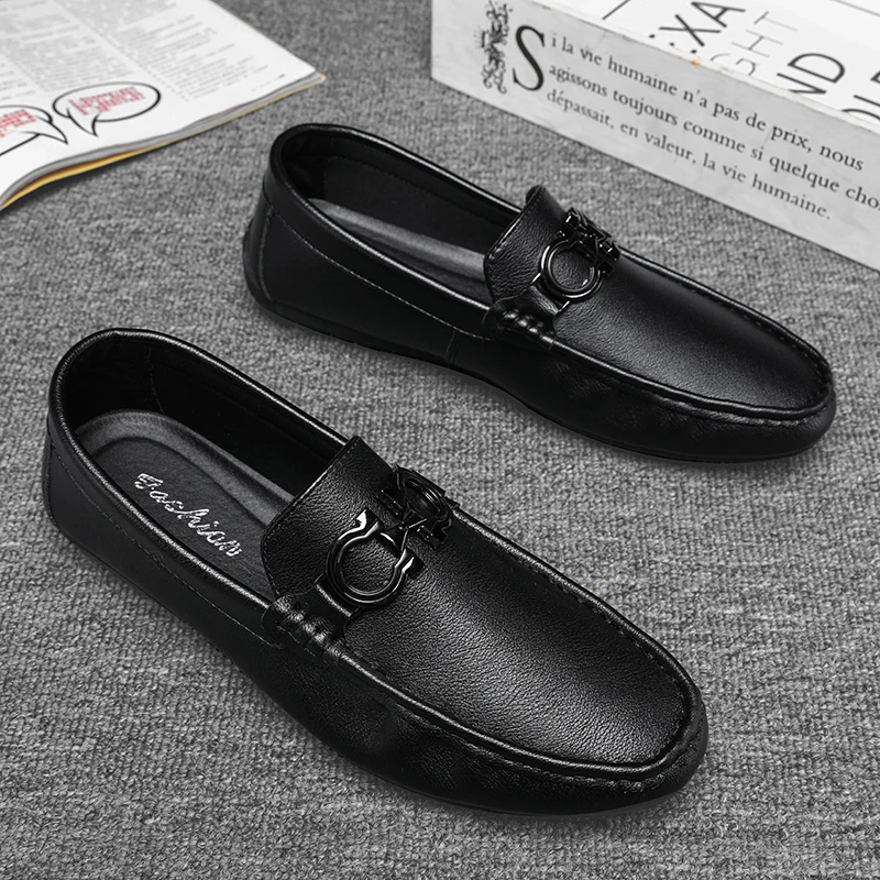 2024 New Men's Casual Fashion, Men's Boat Shoes, Driving Shoes, Men's Bean Shoes, Soft Sole Casual Leather Shoes