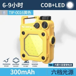 Bright LED Flashlight Keychain with USB Rechargeable COB Lights and Magnetic Base (Yellow)