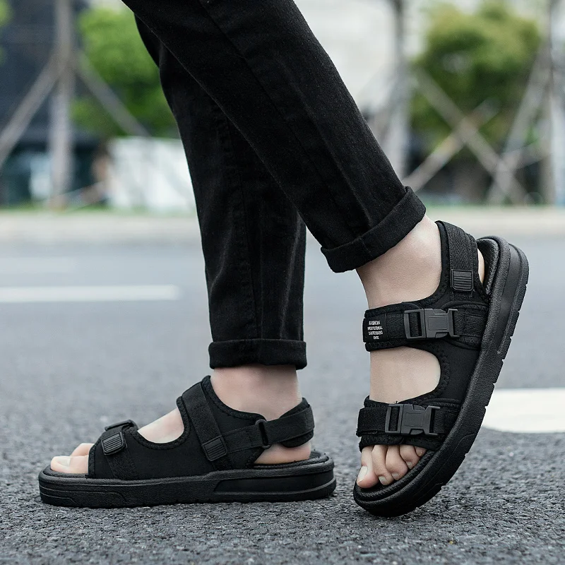 Men's Sandals Comfortable and Lightweight Hook Loop Men Roman Shoes 2024 Summer Outdoor Non-Slip Beach Sandals Flip Flop Sandals