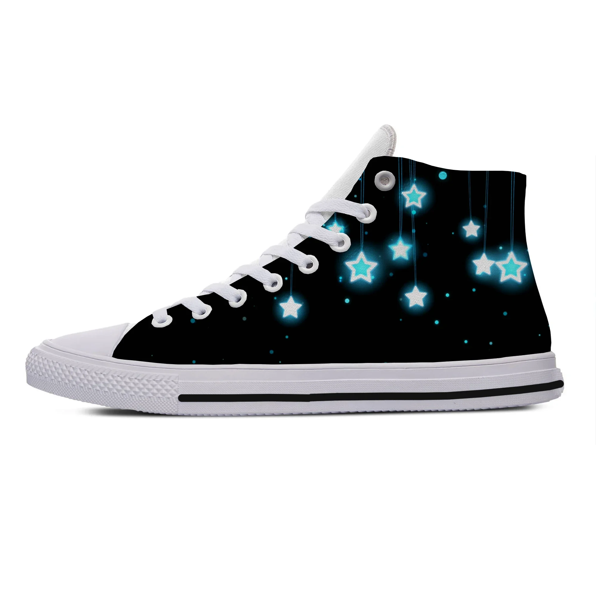 Hot Sparkle Glitter Colorful Pastel Galaxy Star Lightweight High Top Canvas Shoes Men Women Casual Sneakers Classic Board Shoes