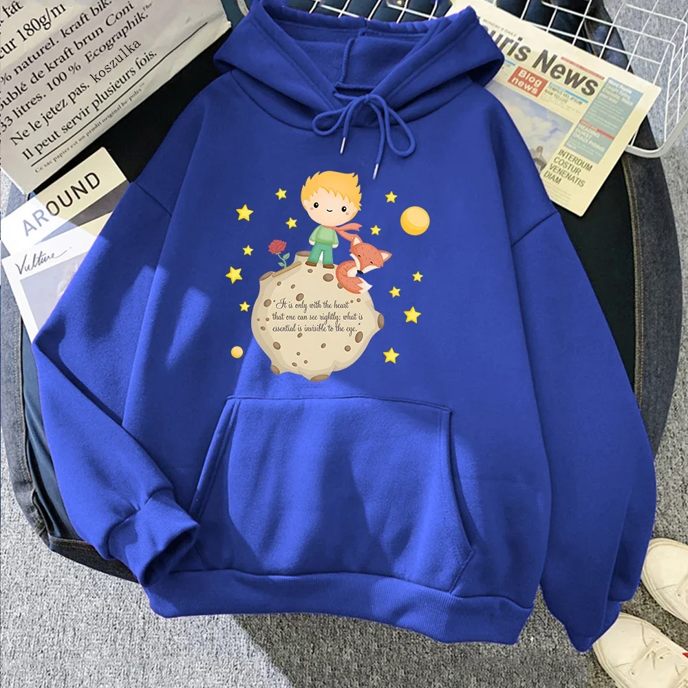 thumbnail image 1 of Sudaderas con capucha de Principito y zorro para mujer, sudaderas informales con estampado de dibujos animados Kawaii, ropa bonita para niñas, Tops con capucha gráficos, 1 of 5