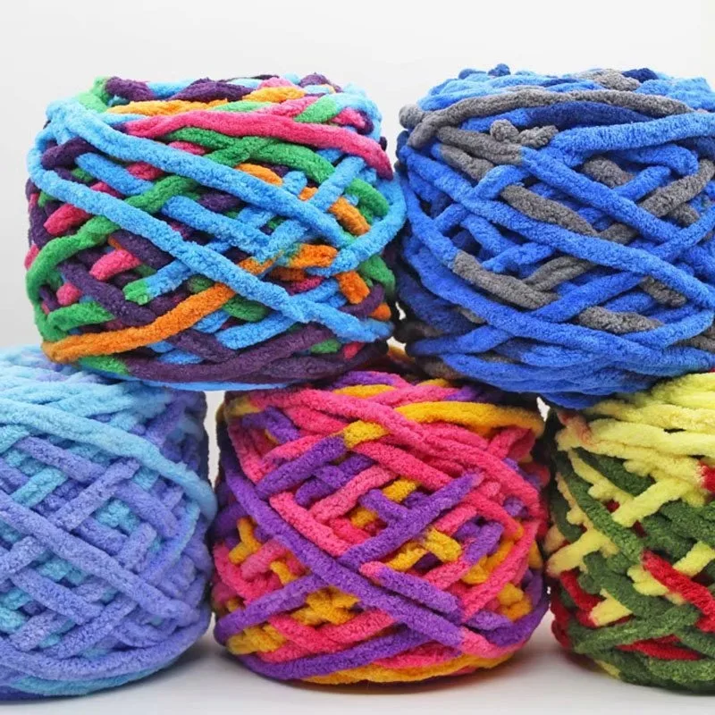 

100Gram Multi Colored Tie Dyed Soft Chenille Rainbow Yarn for Knitting Chenille Yarn Chunky Yarn Knitting for Knitting bag
