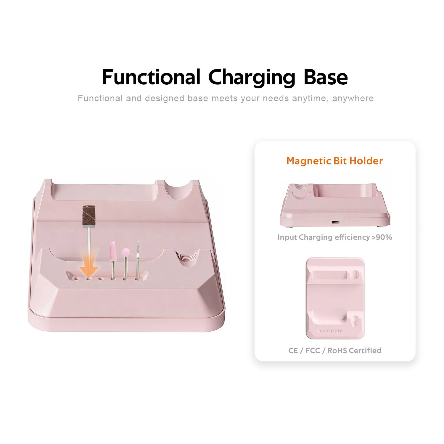 충전식 전동 네일 드릴 머신 브러시리스 6단 속도 60W 35000RPM 전문 네일 샌더 (매니큐어용)