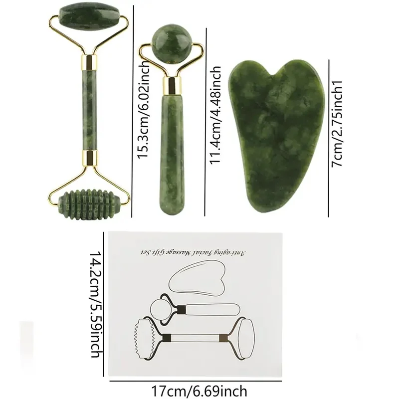 Natural Jade Stone Facial and Body Massage Tool Set - Revitalizing Spa Experience