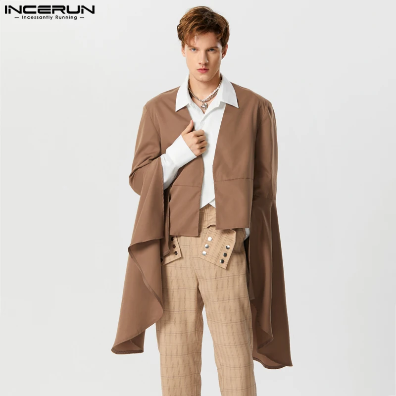 

2023 Men Blazer V Neck Flare Long Sleeve Streetwear Fashion Casual Suits Men Elegant Personality Male Thin Coats S-5XL INCERUN