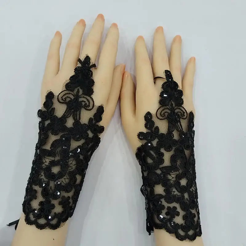 New Women Wedding Fingerless Gloves Lace White Black High Quality Wedding Gloves Mittens Accessory Girl Party Sexy Gloves