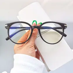 Clear Round Eyewear Frames with Blue Light Protection (Black)