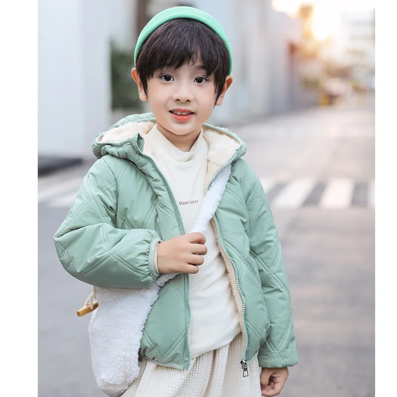 Baby Kids Coats Winter Thicken Jackets For Boys Warm Plush Outerwear Girls Fur Hooded Jackets Toddler Children Clothes Snowsuit