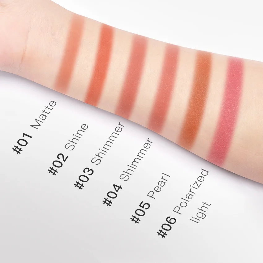 CARSLAN 6 Colors Dazzling Blush Palette Nude Matte Shimmer Glitter Eyeshadow Natural Highlighting Face Blusher Rouge Cheek Tint