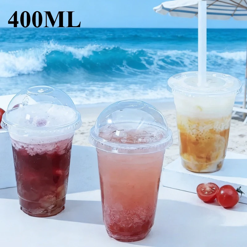 Clear Plastic Cups with Lid for Cold Drinks and Desserts
