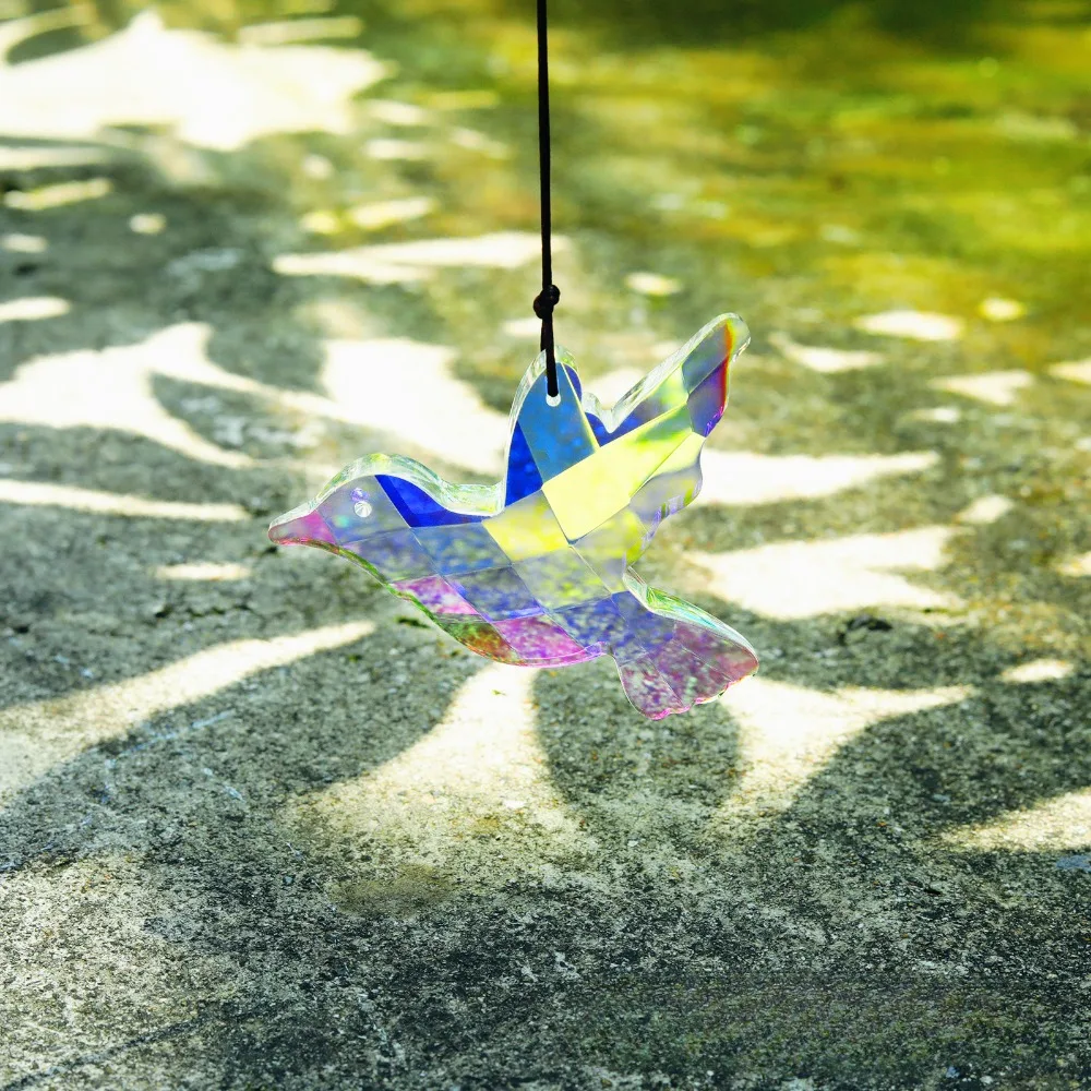 80mm Hummingbird Crystal Suncatcher Glass Prisms Faceted Hanging Rainbow Maker Shinning Lucky Feng Shui Car Pendant Garden Decor
