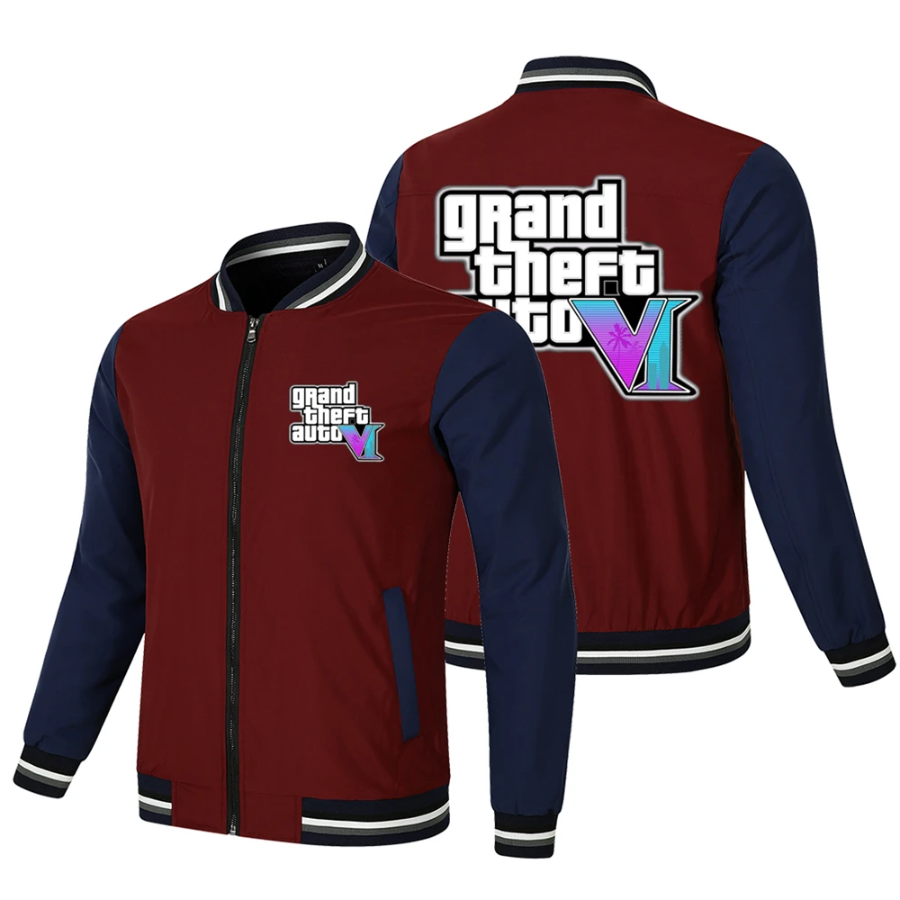 Grand Theft Auto VI Game Men's Baseball Jacket GTA6 Game Street Hip Hop Fashion Big Size Harajuku Casual Baseball Jacket 5