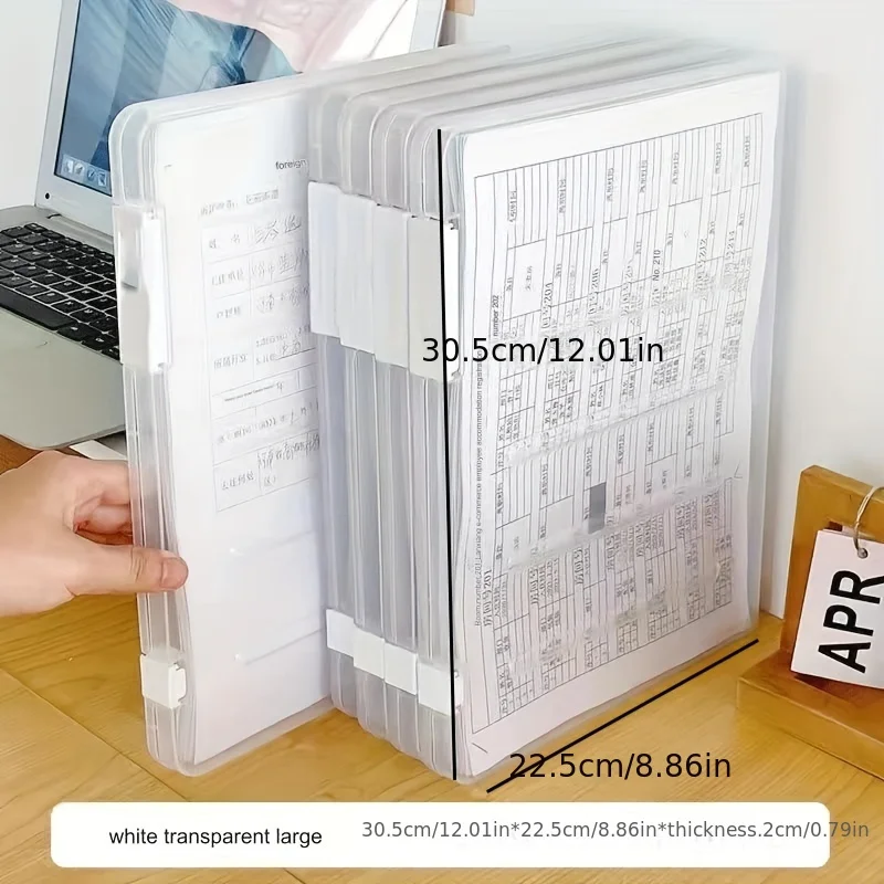 1pc A4 File Storage Box Waterproof Dustproof Document Data Box Transparent Double Snap Plastic File storage box