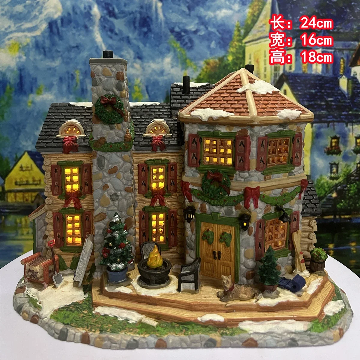 

Lemax Ceramic Painted Night Lamp House Miniature Version of European Building Model Home Furnishing Living Room Ornaments Gift