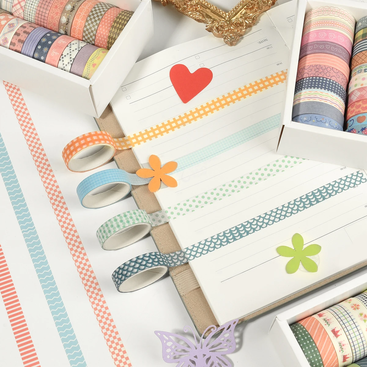 20 Rolls Skinny Washi Tape Scrapbooking School Supplies Basic Slim Decorative Adhesive Tape Stationery Decoration Masking Tape 3