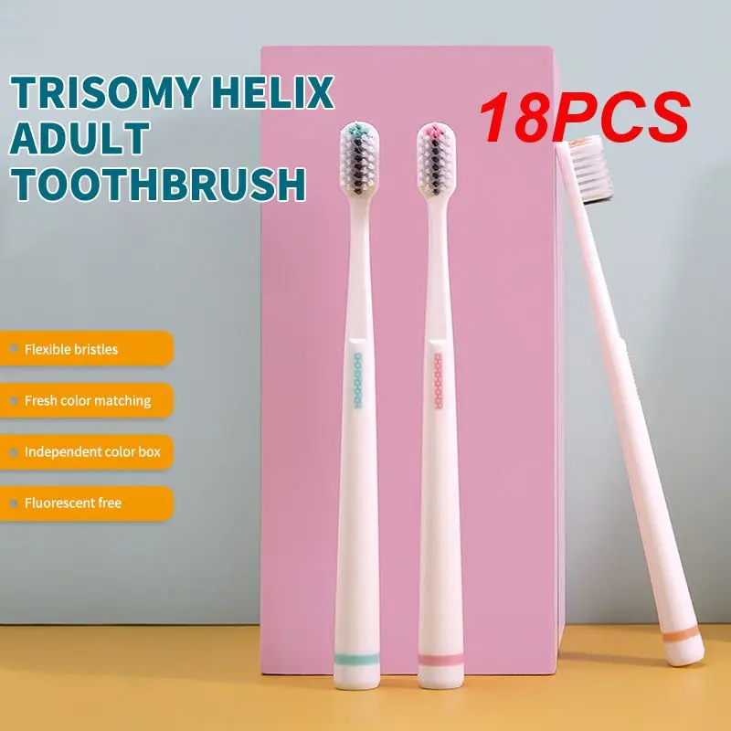 

18PCS Color Box Resuable Individually Toothbrushes Portable Adult Soft Hair Small Head Tooth Brush For Home Travel Hotel Use