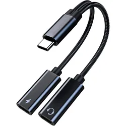 Dual USB - C Female Splitter Cable with Charging and Audio Support - Other (Black)