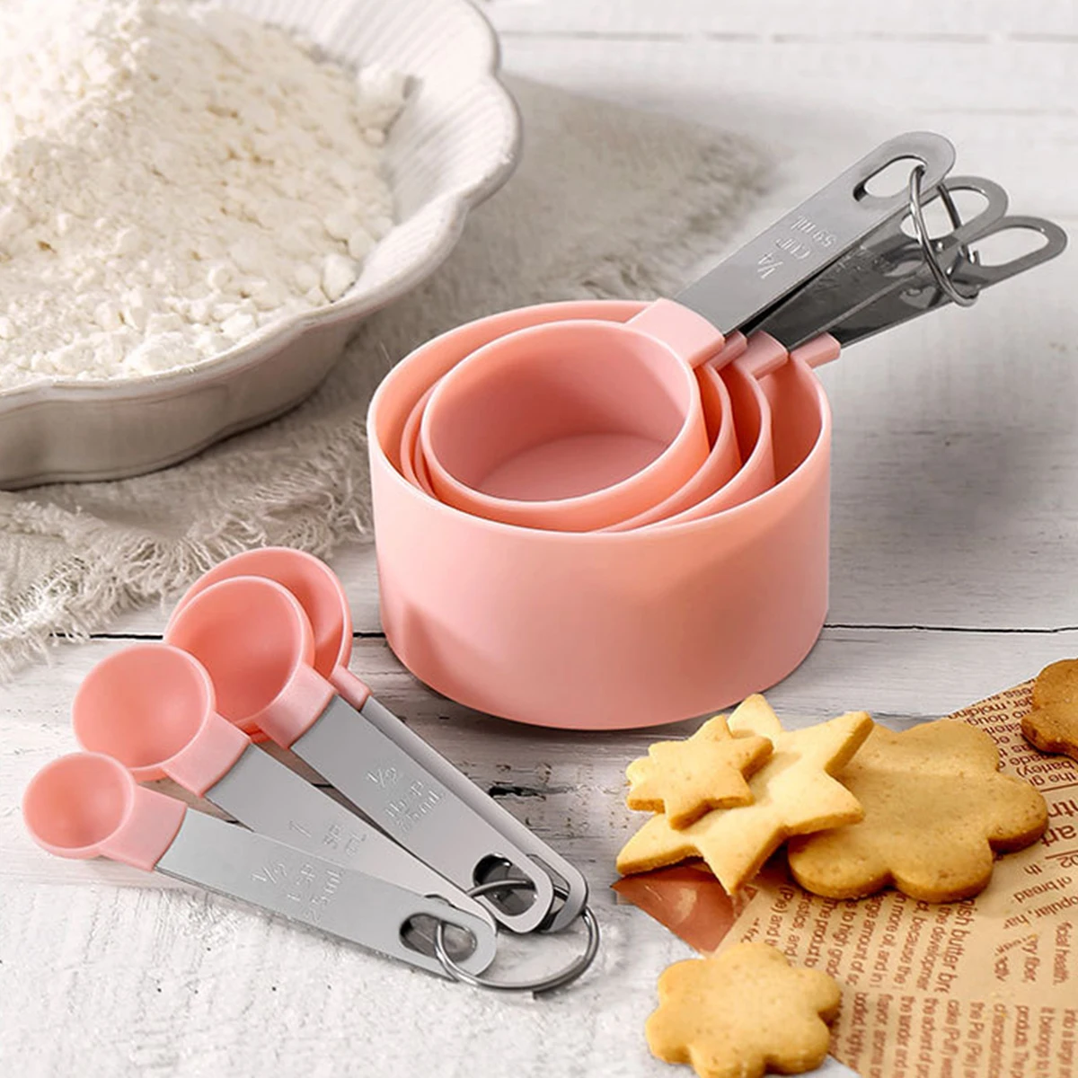 4PCS/8PCS/계량스푼, 계량컵, 스테인리스 계량스푼 세트, 커피저울, 밀가루스푼, 베이킹파우더스푼