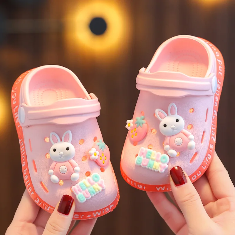 Summer Children's Shoes Cold Slippers Indoor Non-slip Soft Bottom Comfort Cute Baby Hole Shoes Boys Girls Home Slippers kids slippers