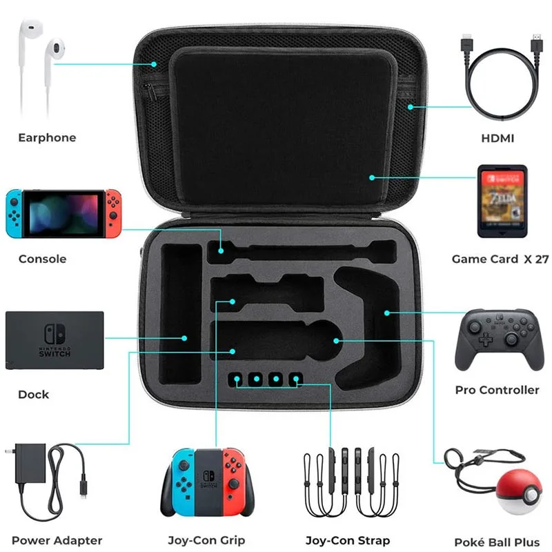 Deluxe Carrying Case For Nintendo Switch Mumba Large Capacity