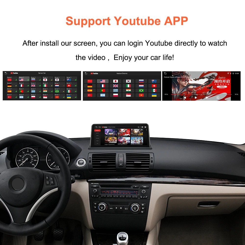 Pantalla Bonroad de 10.25 pulgadas con Linux y Carplay para BMW Serie 1 120i E81 E82 E87 E88 2004-2012 CCC CIC iDrive Android Auto Youtube Stereo 5