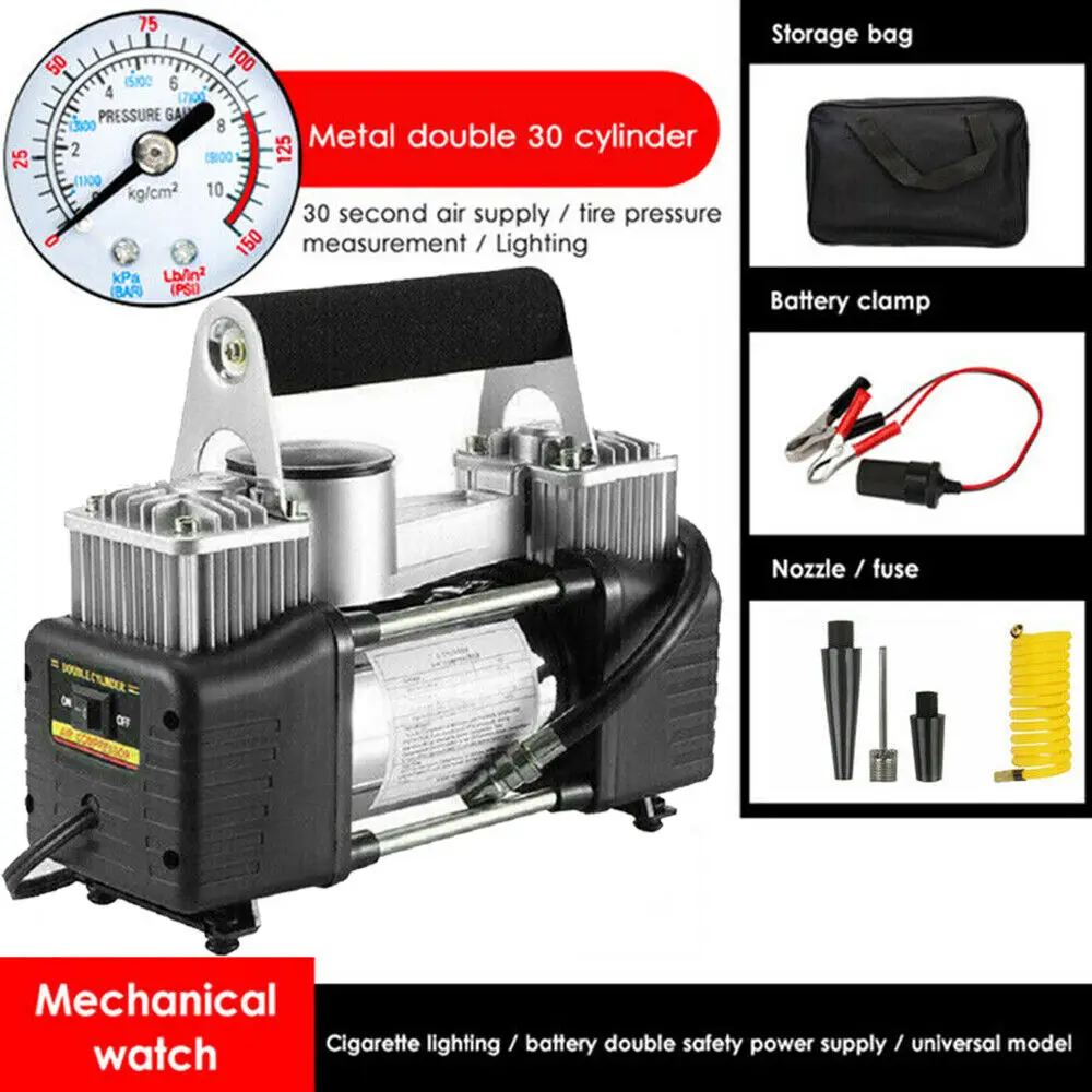 Komplet sæt med dækpumpekit pænt arrangeret