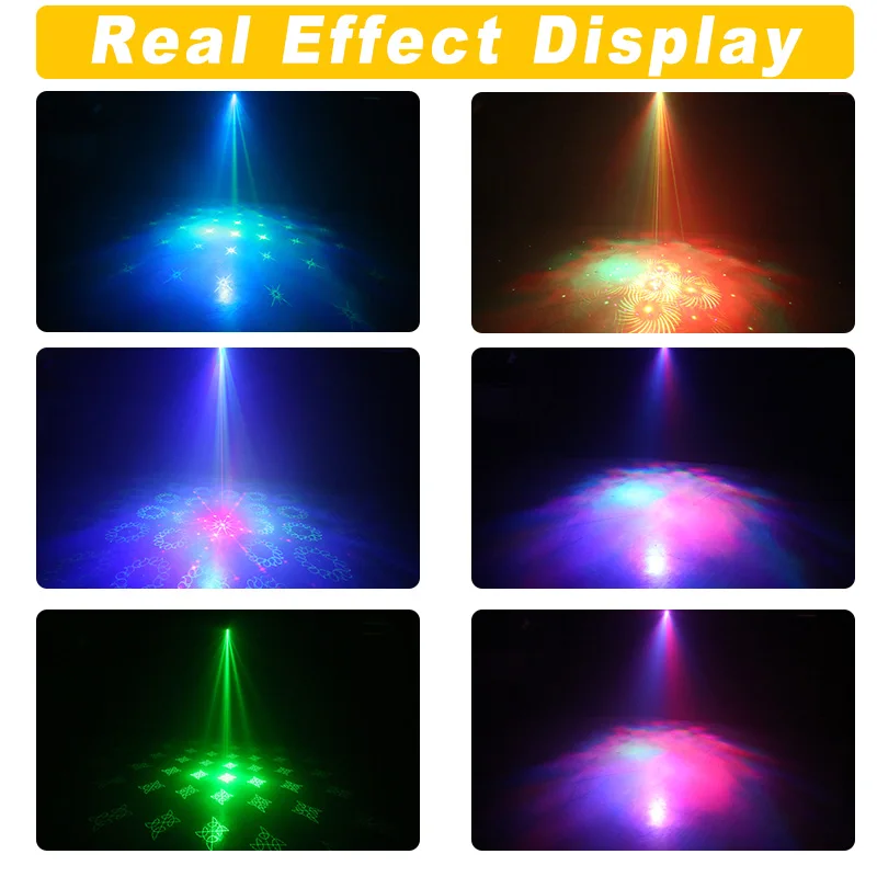 USB Rechargeable Laser Party Light Mini 60 Patterns Projector Remoter Sound Activated Disco Christmas Holiday Decoration