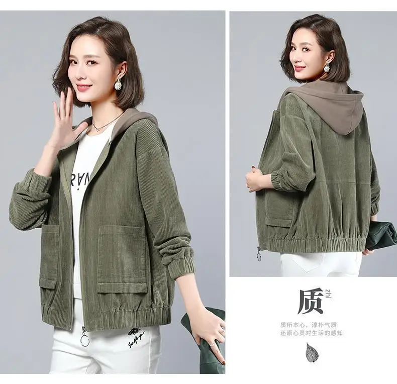 Kurzer, vielseitiger, lockerer Mantel mit Kapuze für Damen, Herbst und Winter, neuer koreanischer Stil, Damenjacke – Detail 8