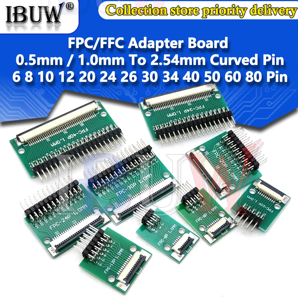 FPC FFC Adapter Board 0.5mm 1.0mm To 2.54mm Connector Straight Needle ...