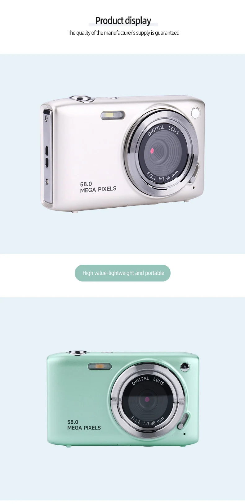 High-Definition 58 Megapixel 2.88-Inch Large Screen Autofocus Travel Photo Recorder Lightweight Beauty Digital Student Camera