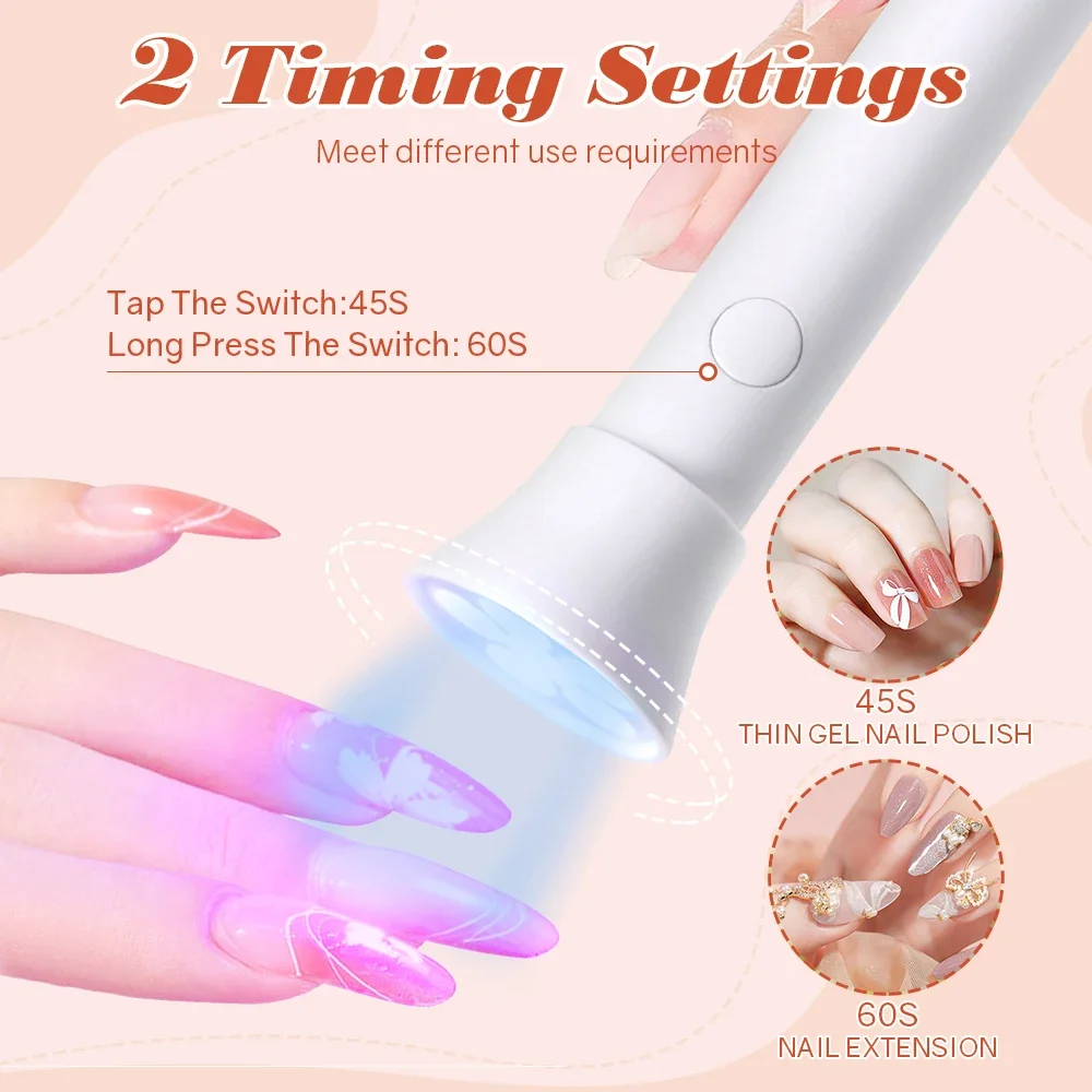 손톱 건조용 휴대용 LED 램프 충전식 미니 매니큐어 램프 젤 네일용 네일 드라이어 휴대성 네일 아트