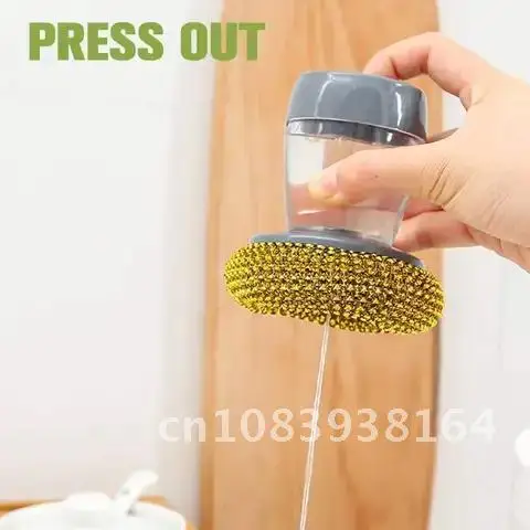 

Soap Dispensing Palm Brush for Kitchen Washing Liquid Dish Brush Soap Pot Utensils with Dispenser Cleaning bathroom cleaning to
