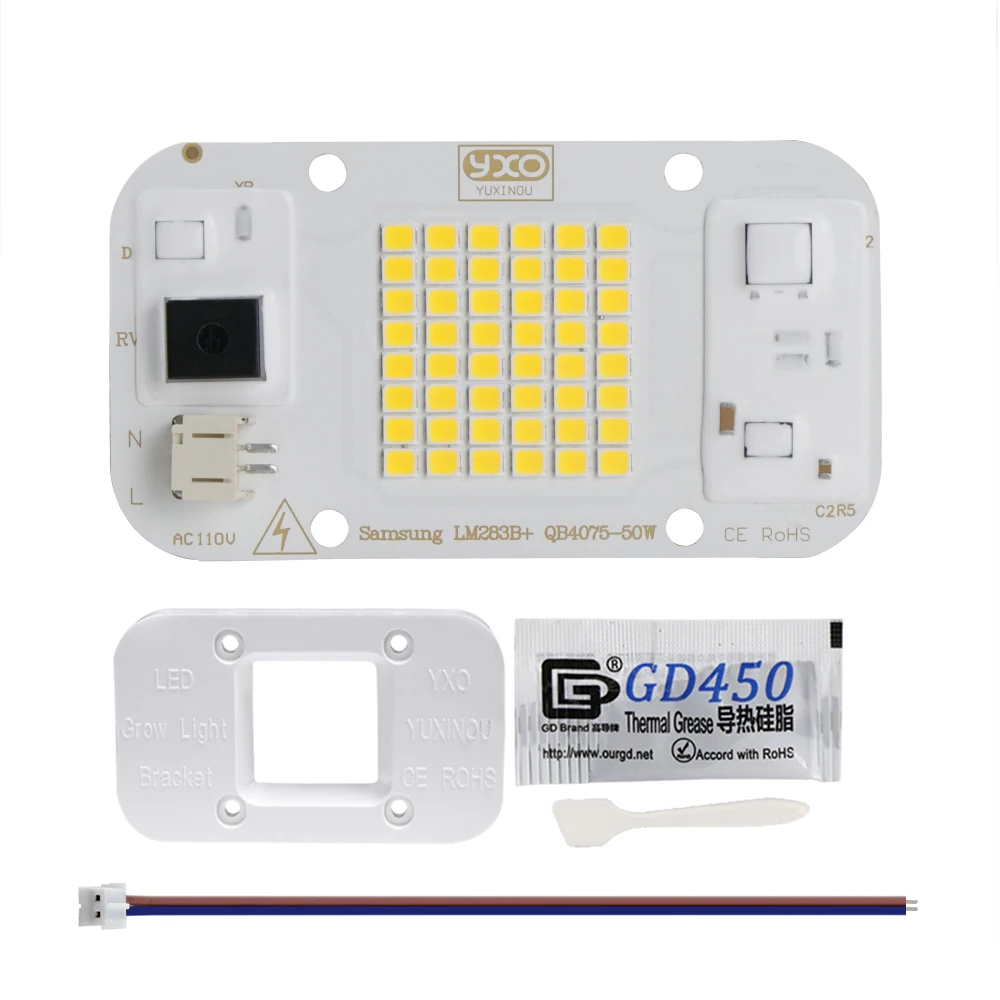 LED Grow Light Hydroponice LED COB Lamp Bead Driverless AC 220V 50W DOB Chip For DIY Plant Grow Seed Flower Light Bulb