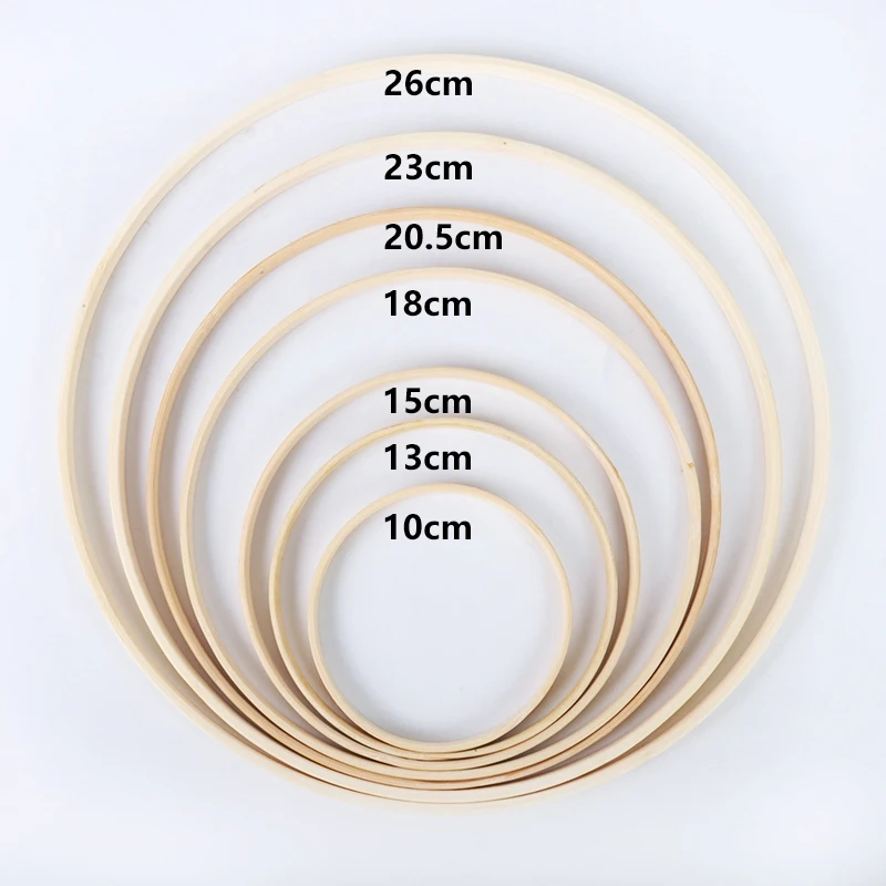 Dream Bamboo Rings,Wooden Circle Round Catcher DIY Hoop for Flower Wreath House Garden Plant Decor Hanging Basket 18Cm 5