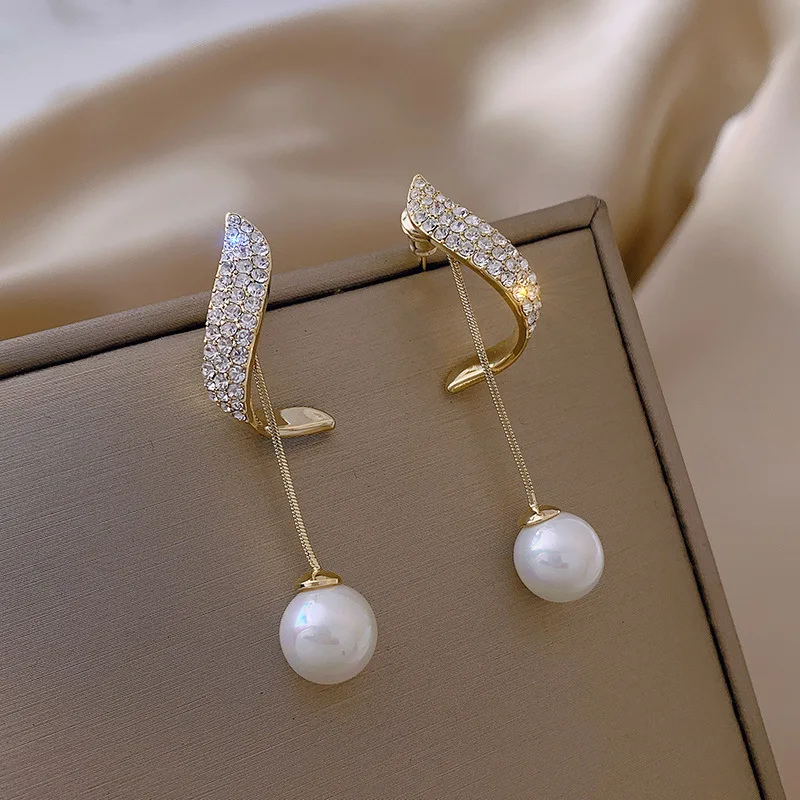 Pearl Dangle Earrings For Women  - 2