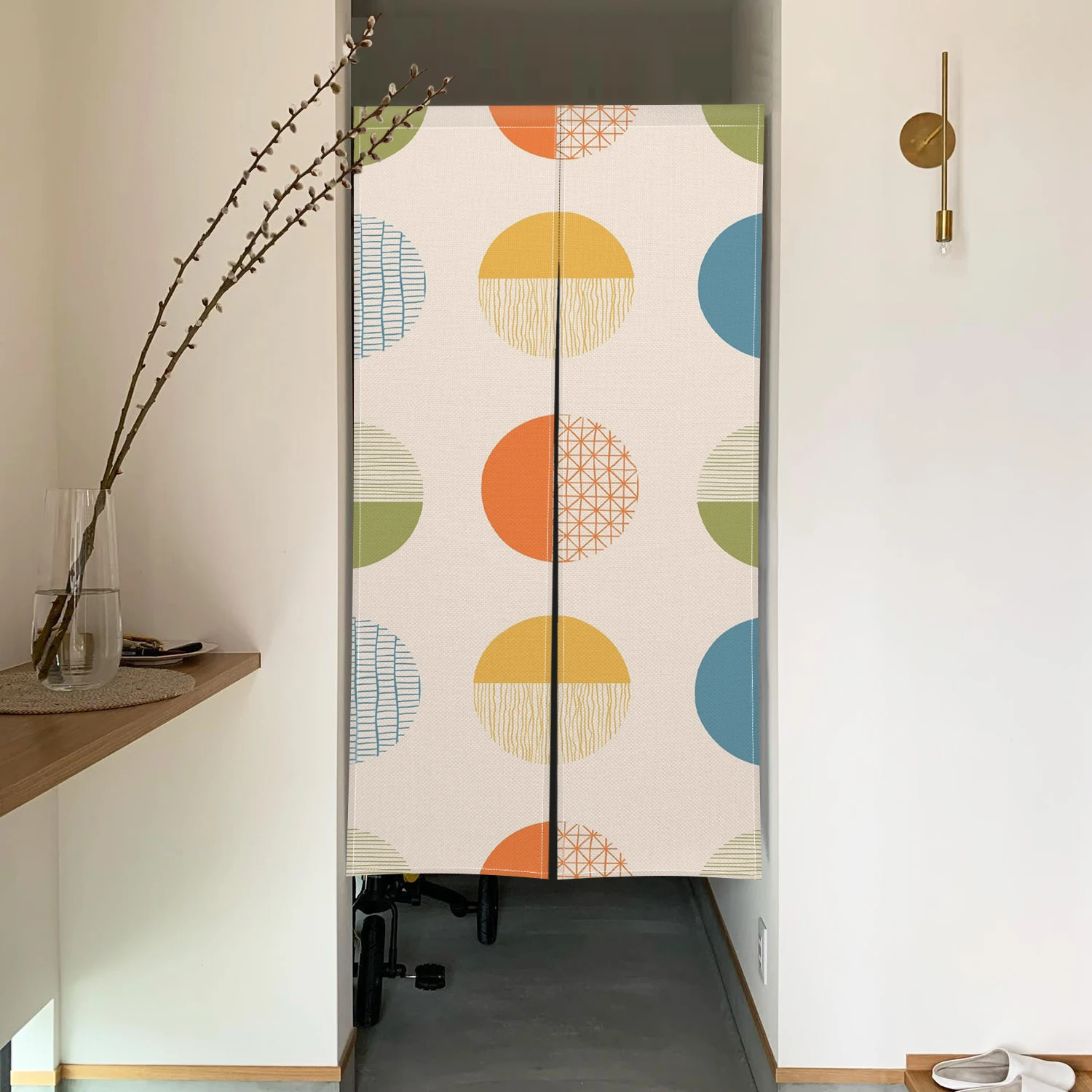 Colorful Texture Rainbow Japanese Door Curtain Bedroom Living Room Partition Entrance Hanging Blackout Half Curtain Noren 3